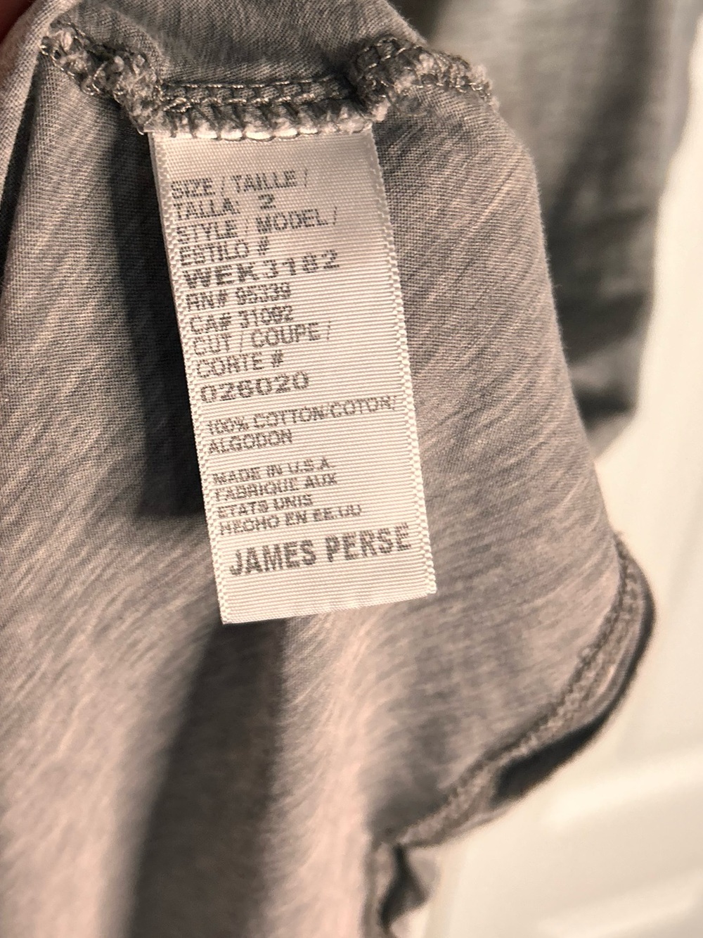 James Perse Women’s Size 2 Heather Gray Deep V-Neck Short Sleeve Tee Cotton - Picture 4 of 5